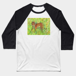 Tiger in Green Jungle Baseball T-Shirt